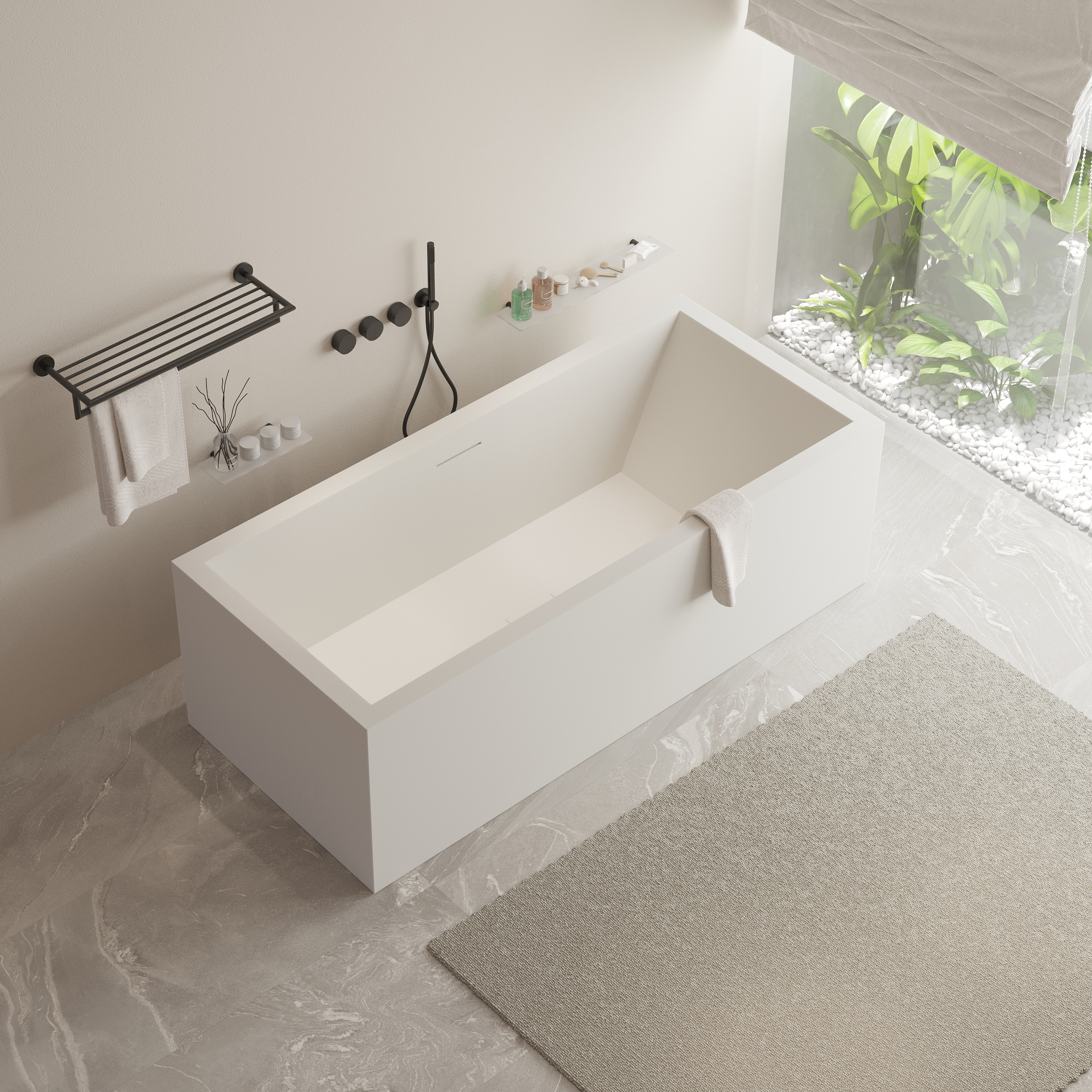 Luxury Rectangular Freestanding Bathtub by Ideavit
