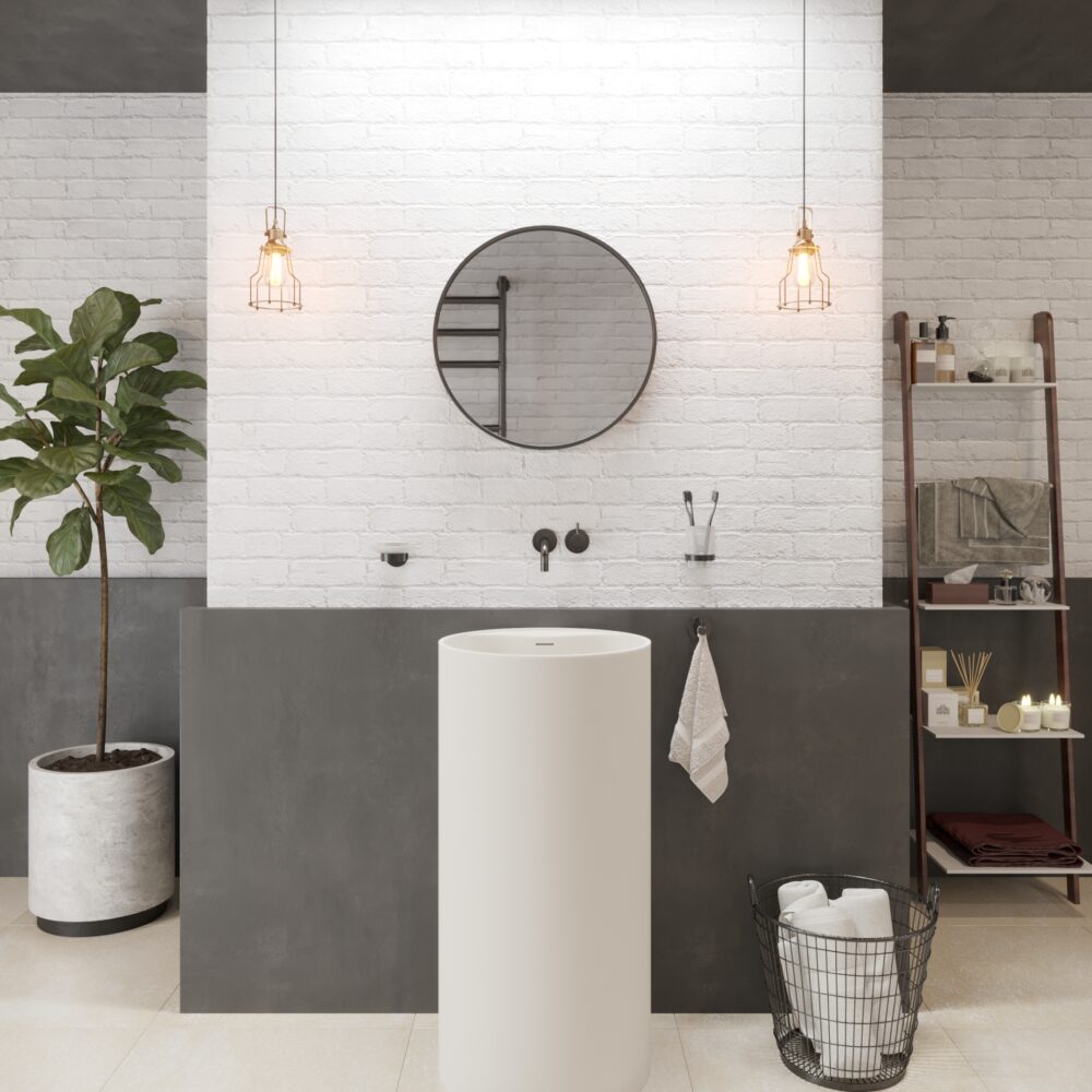 Circular Bathroom Pedestal Sink by Ideavit