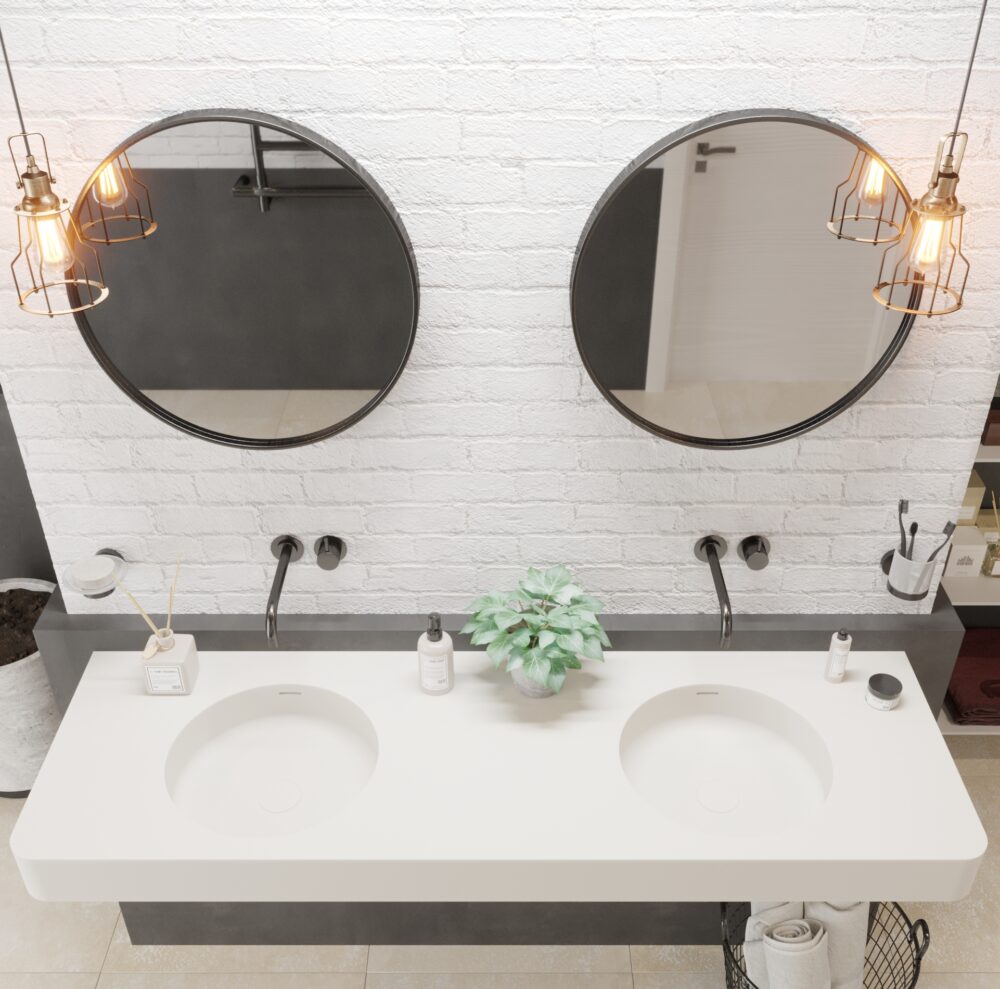 Premium wall hung vanity with 2 basins by Ideavit