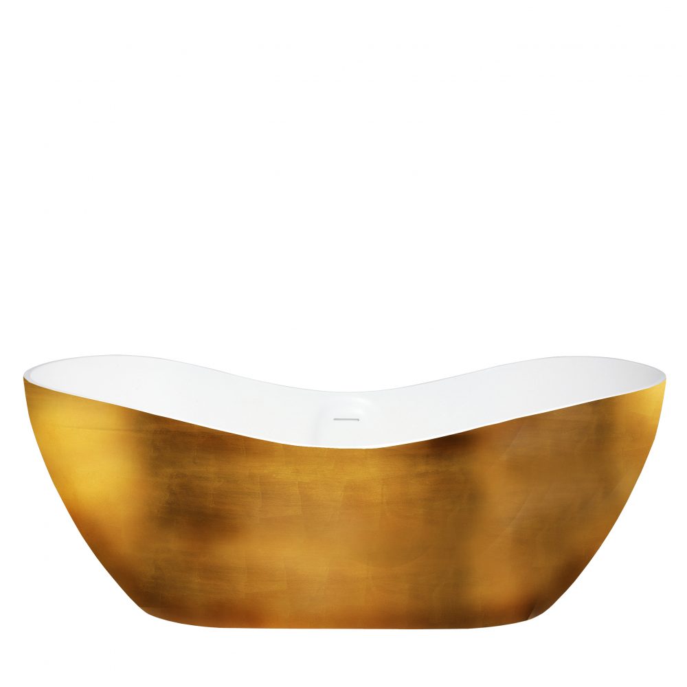 Contemporary Oval Gold Leaf Freestanding Bathtub by Aquadesign