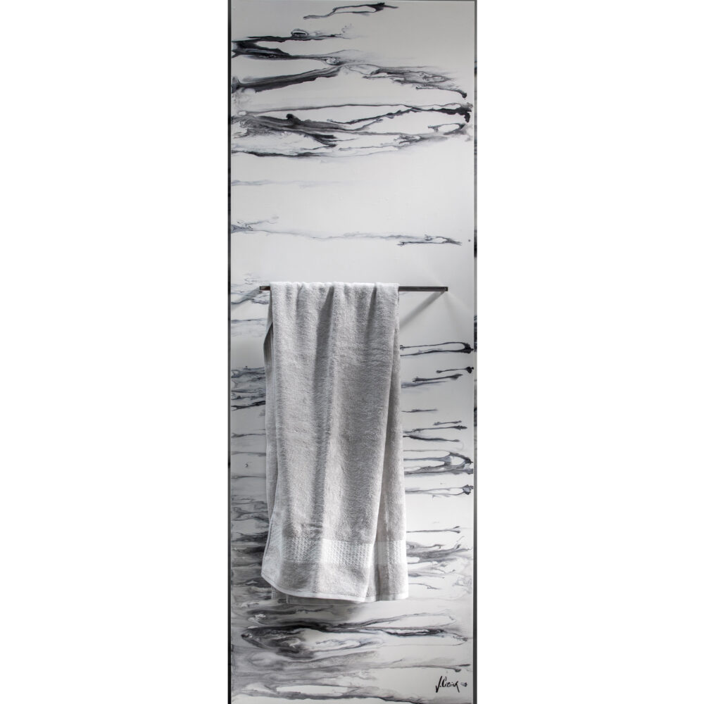 Luxury European Marble mirror wall mounted towel warmer radiator shown with 1 towel bar