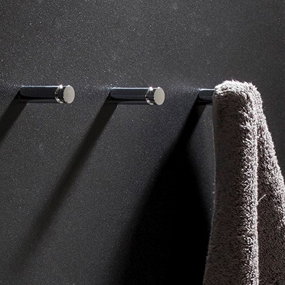Luxury European Minimal mirror wall mounted towel warmer radiator shown with 3 towel hooks