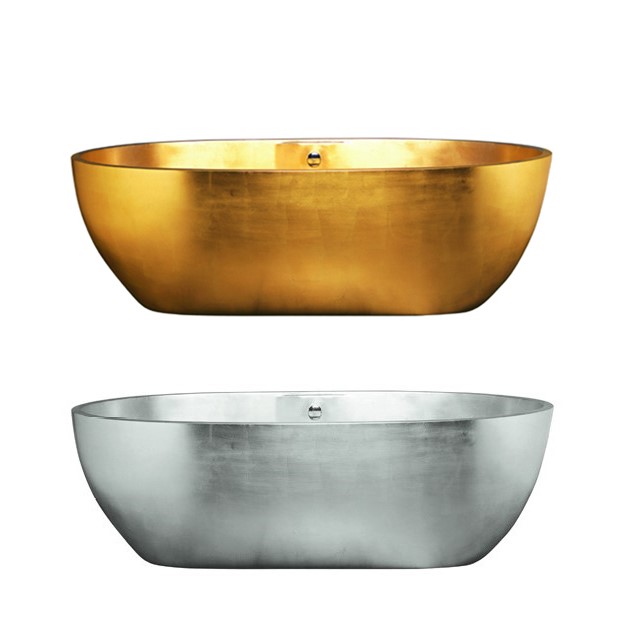 Luxury Yellow Gold / Silver Freestanding Bathtub by AquaDesign