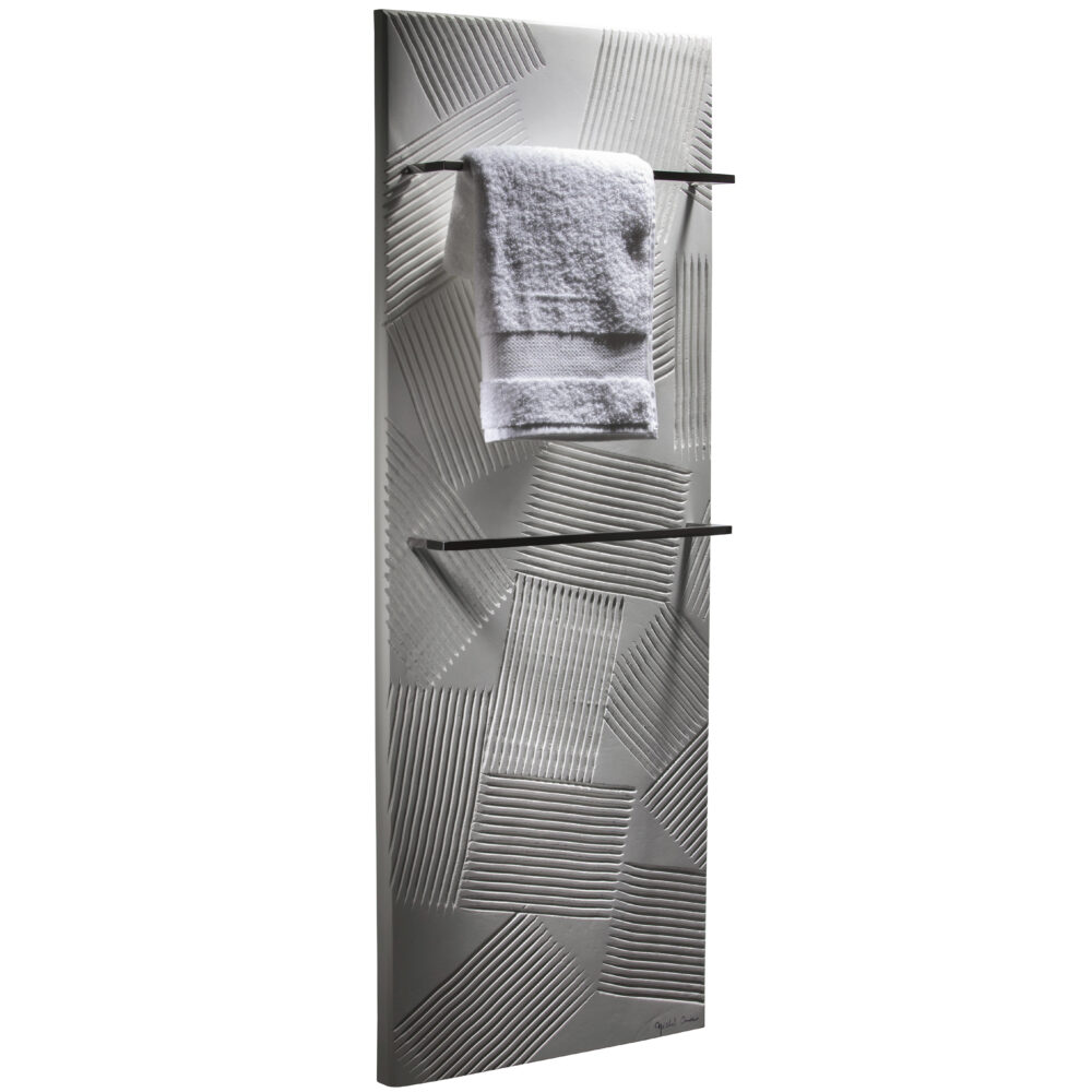 Luxury European Shadow wall mounted towel warmer radiator shown with 2 towel bars