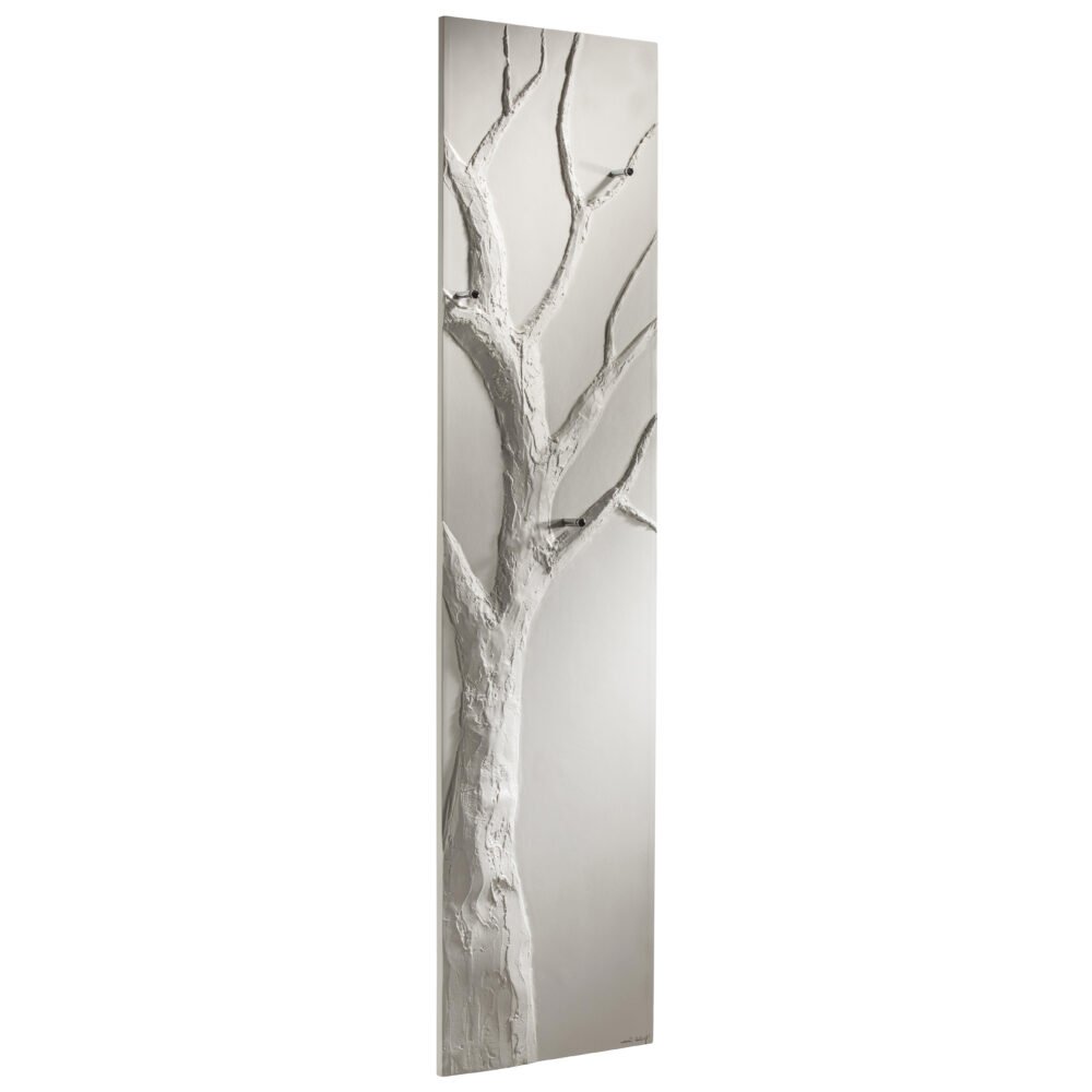 Luxury European Tree wall mounted towel warmer radiator shown with 2 towel hooks