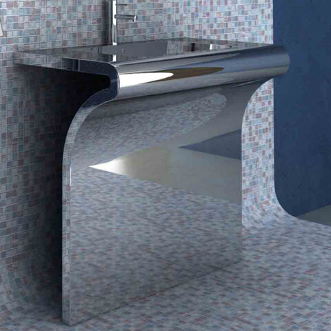 Stainless Curved Bathroom Console