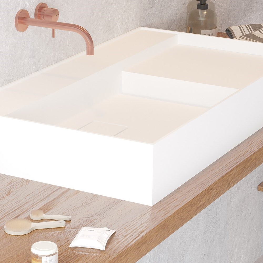 Premium White Rectangular Washbasin With Deck by Ideavit