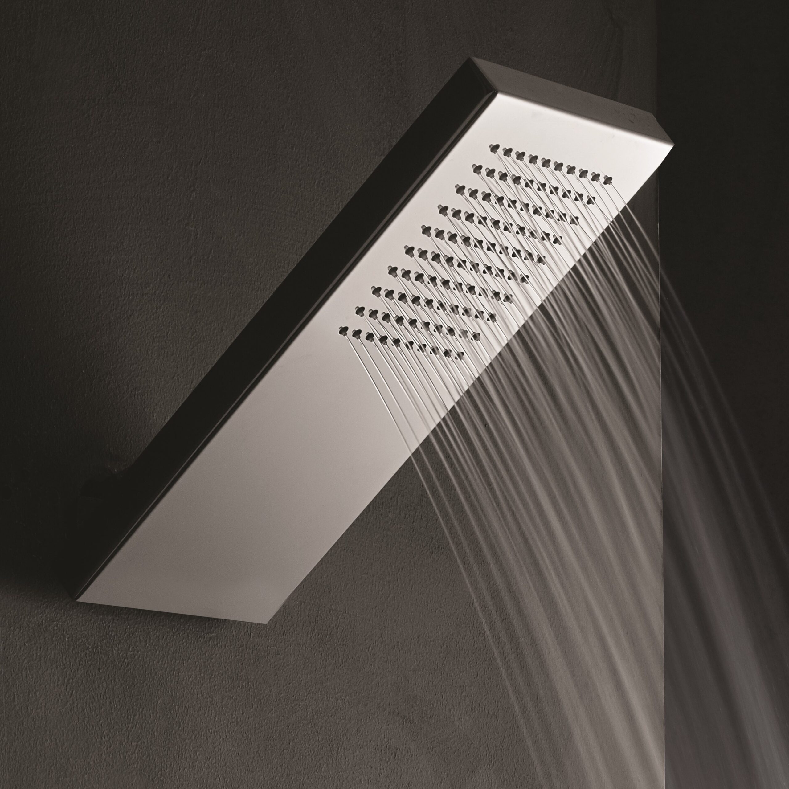 Angled Wall Mounted Rectangular Rainfall Shower Head by Rain Therapy