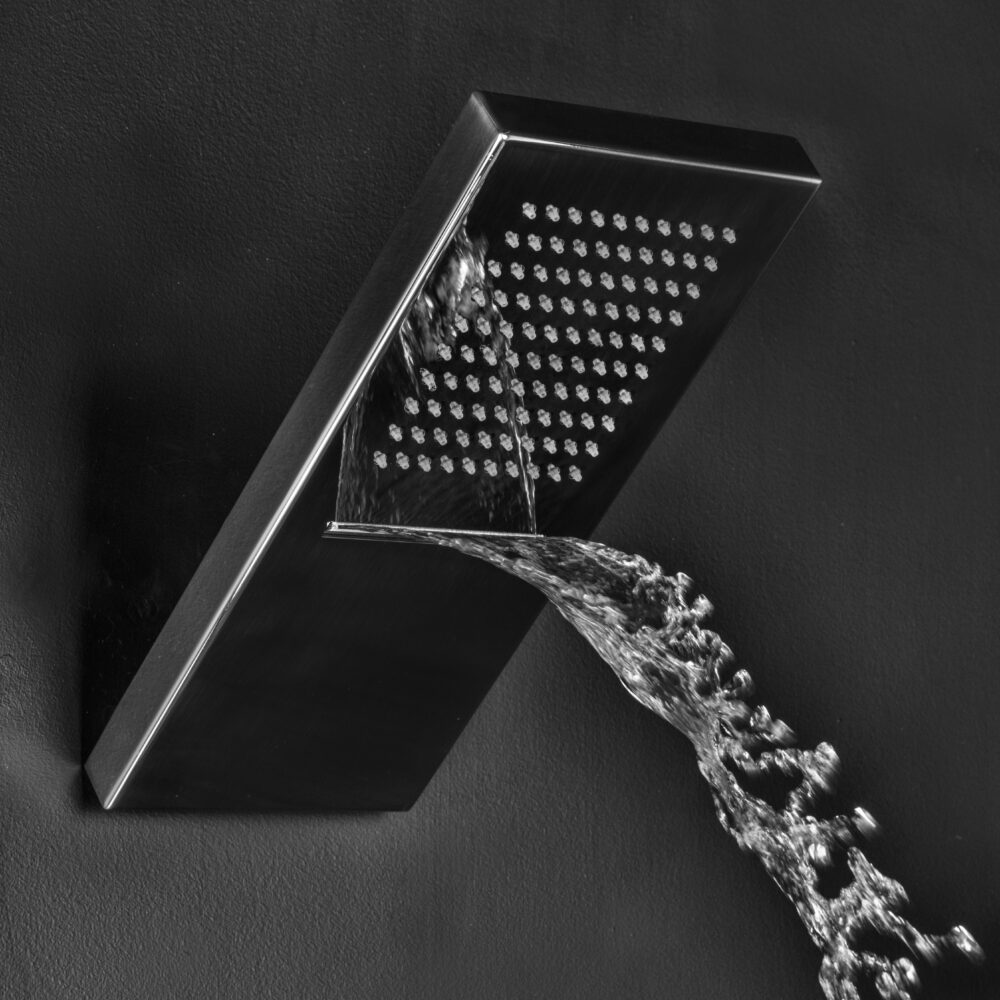 Angled Wall Mounted Rectangular Rainfall Shower Head With Blade Waterfall by Rain Therapy