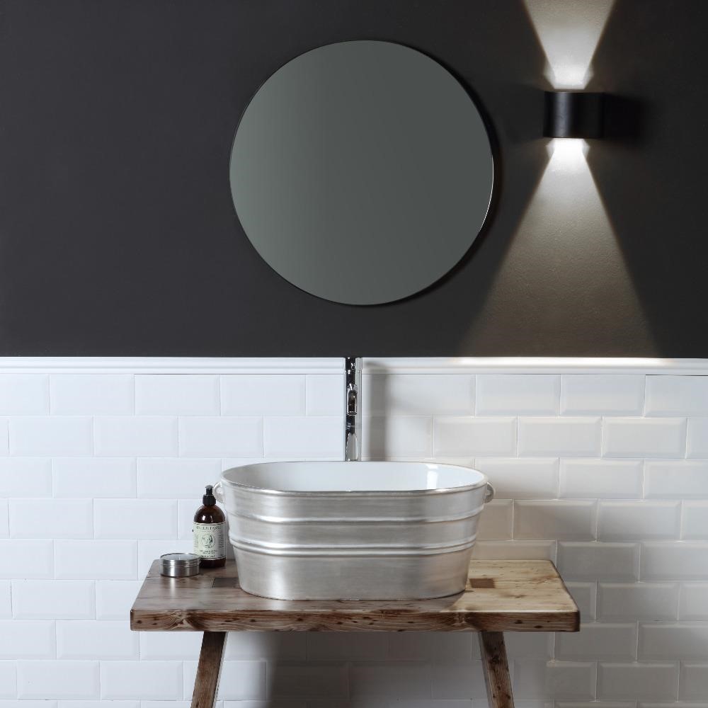Elongated countertop or wall-hung ceramic washbasin by Horganica